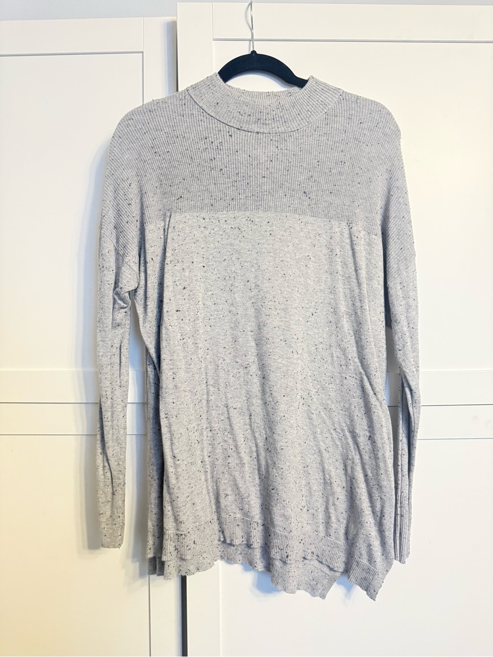 Joe Fresh Heather Gray Speckled Mock Neck Side Slit Sweater Size XL